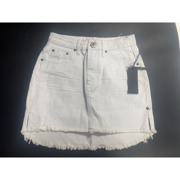 One Teaspoon Dresses & Skirts - One Teaspoon NWT High Waisted 2020 Mini Denim Skirt in White Beauty 26 MSRP $110